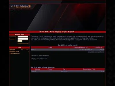 Capitalized5 (capitalized5.biz) program details. Reviews, Scam or Paying - HyipScan.Net