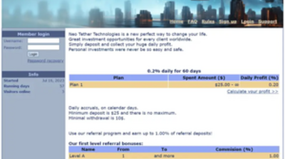 Neo Tether (neotether.com) program details. Reviews, Scam or Paying - HyipScan.Net