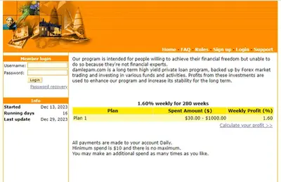 Damlepam (damlepam.com) program details. Reviews, Scam or Paying - HyipScan.Net