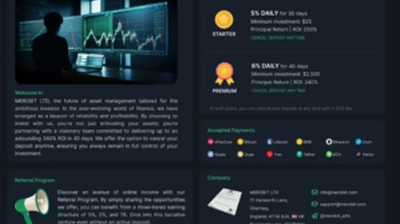 Merobit LTD (merobit.net) program details. Reviews, Scam or Paying - HyipScan.Net