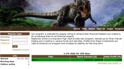 Raptorsss online (raptorsss.online) program details. Reviews, Scam or Paying - HyipScan.Net