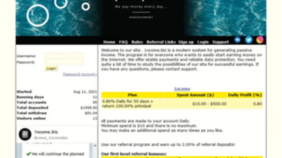 1ncome (1ncome.biz) program details. Reviews, Scam or Paying - HyipScan.Net