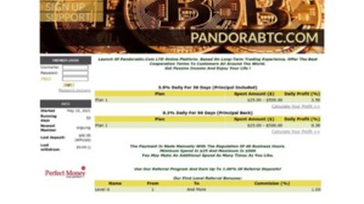 PandoraBTC (pandorabtc.com) program details. Reviews, Scam or Paying - HyipScan.Net
