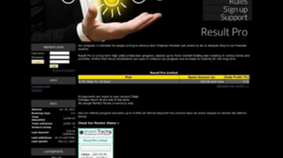 Result Pro Trade (resultpro.trade) program details. Reviews, Scam or Paying - HyipScan.Net