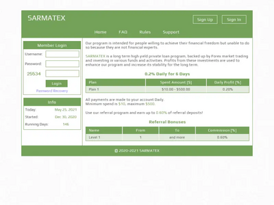 SARMATEX (sarmatex.net) program details. Reviews, Scam or Paying - HyipScan.Net