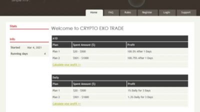 Crypto Exo Trade (cryptoexo.trade) program details. Reviews, Scam or Paying - HyipScan.Net