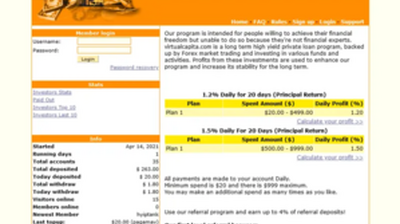 Virtual Capita (virtualcapita.com) program details. Reviews, Scam or Paying - HyipScan.Net