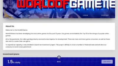 WorldOfGame (worldofgame.biz) program details. Reviews, Scam or Paying - HyipScan.Net