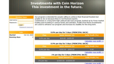 CoinHorizon (coinhorizon.cc) program details. Reviews, Scam or Paying - HyipScan.Net