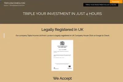 tripleincomes.com (tripleincomes.com) program details. Reviews, Scam or Paying - HyipScan.Net