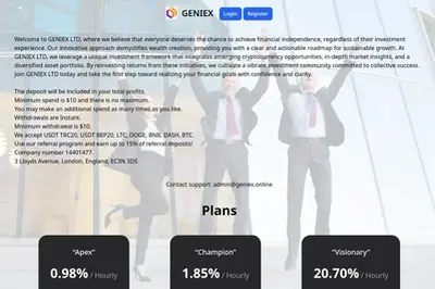 geniex.online (geniex.online) program details. Reviews, Scam or Paying - HyipScan.Net